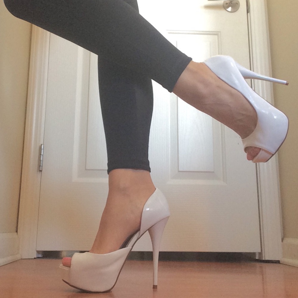 White Peep-Toe Heels